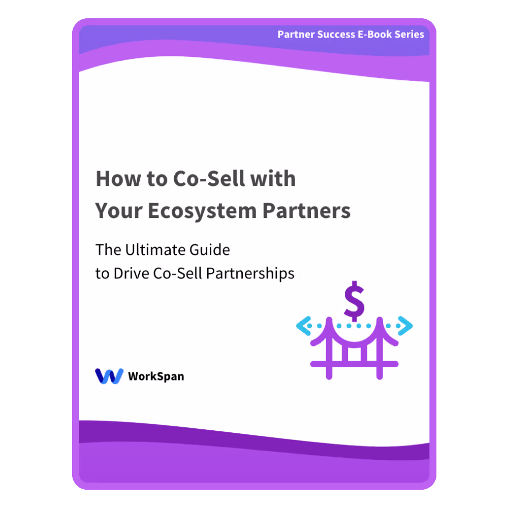 Cover of Partner Success e-book titled How to Co-Sell with Your Ecosystem Partners by WorkSpan.
